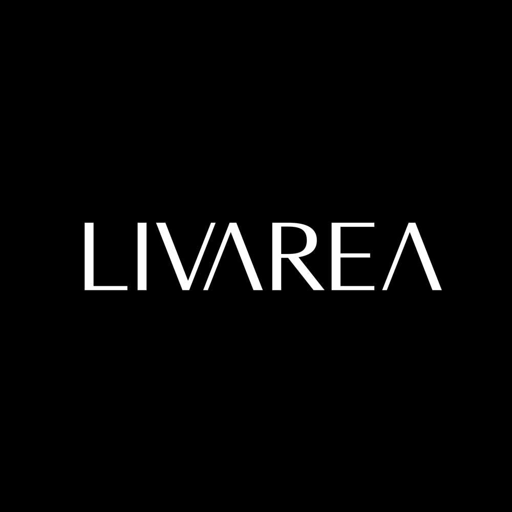 Livarea Logo schwarzer Hintergrund mit weißer Schrift