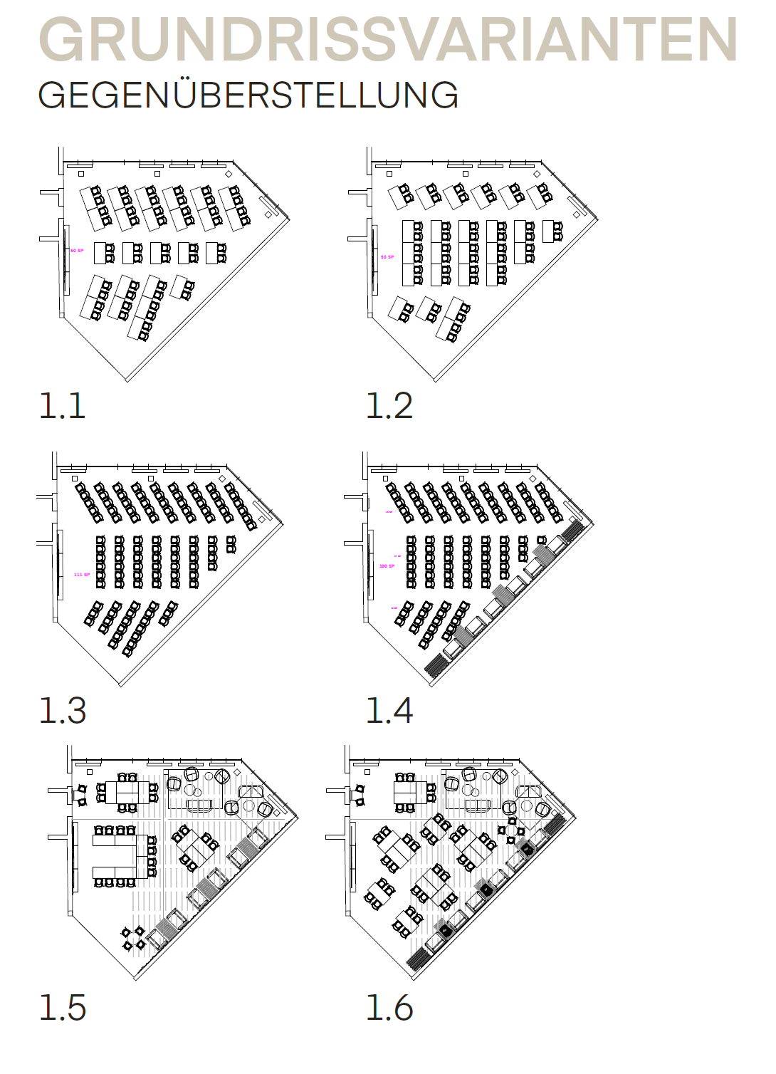 Grundrissvarianten Mutlifunktionsraum Gegenüberstellung