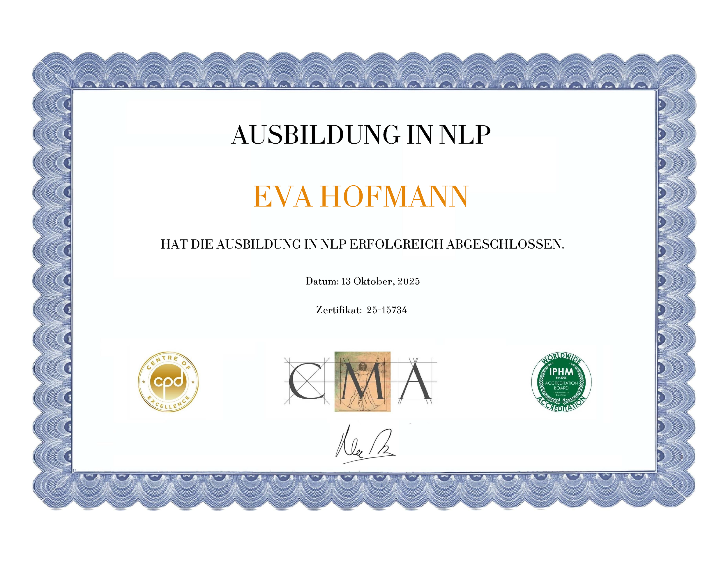 Zertifikat Ausbildung in Neurolinguistisches Programmieren