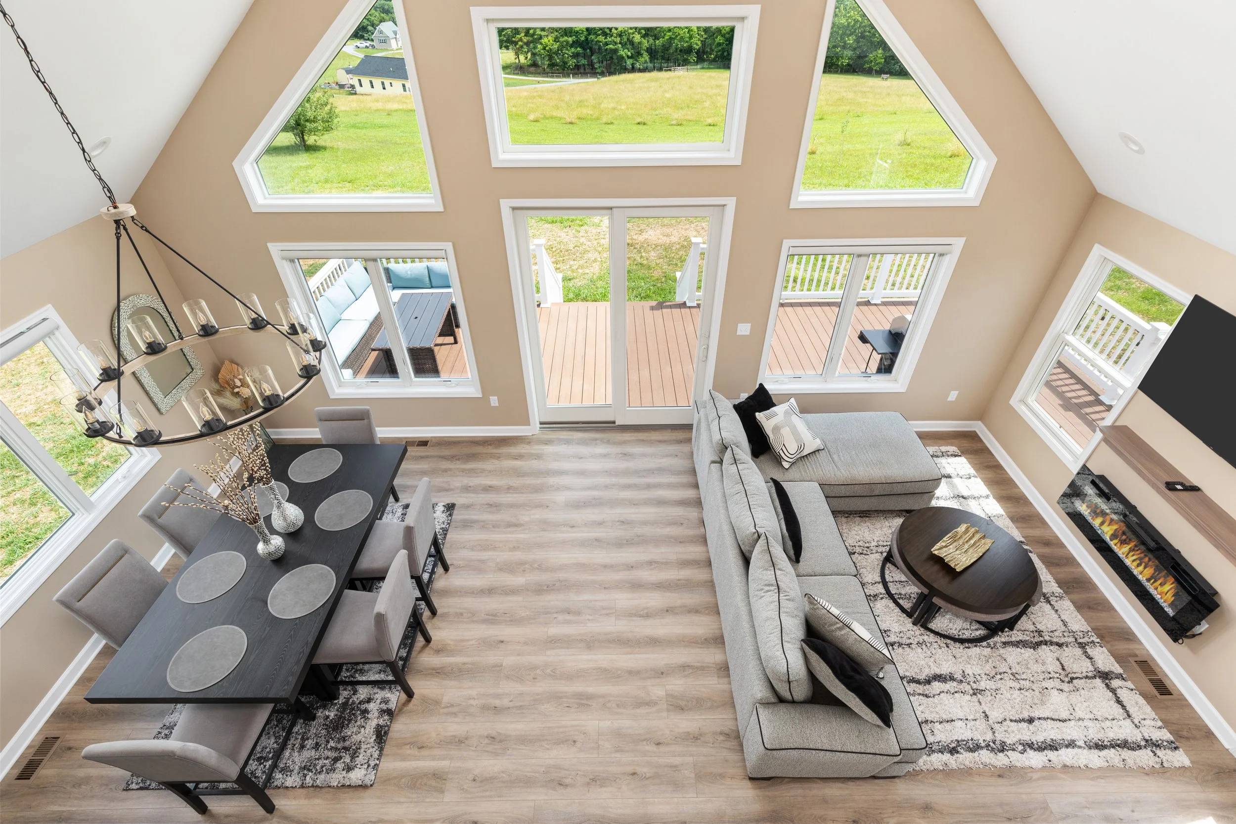 Sunset Mountain Living Room and Dining Room Aerial View.jpg