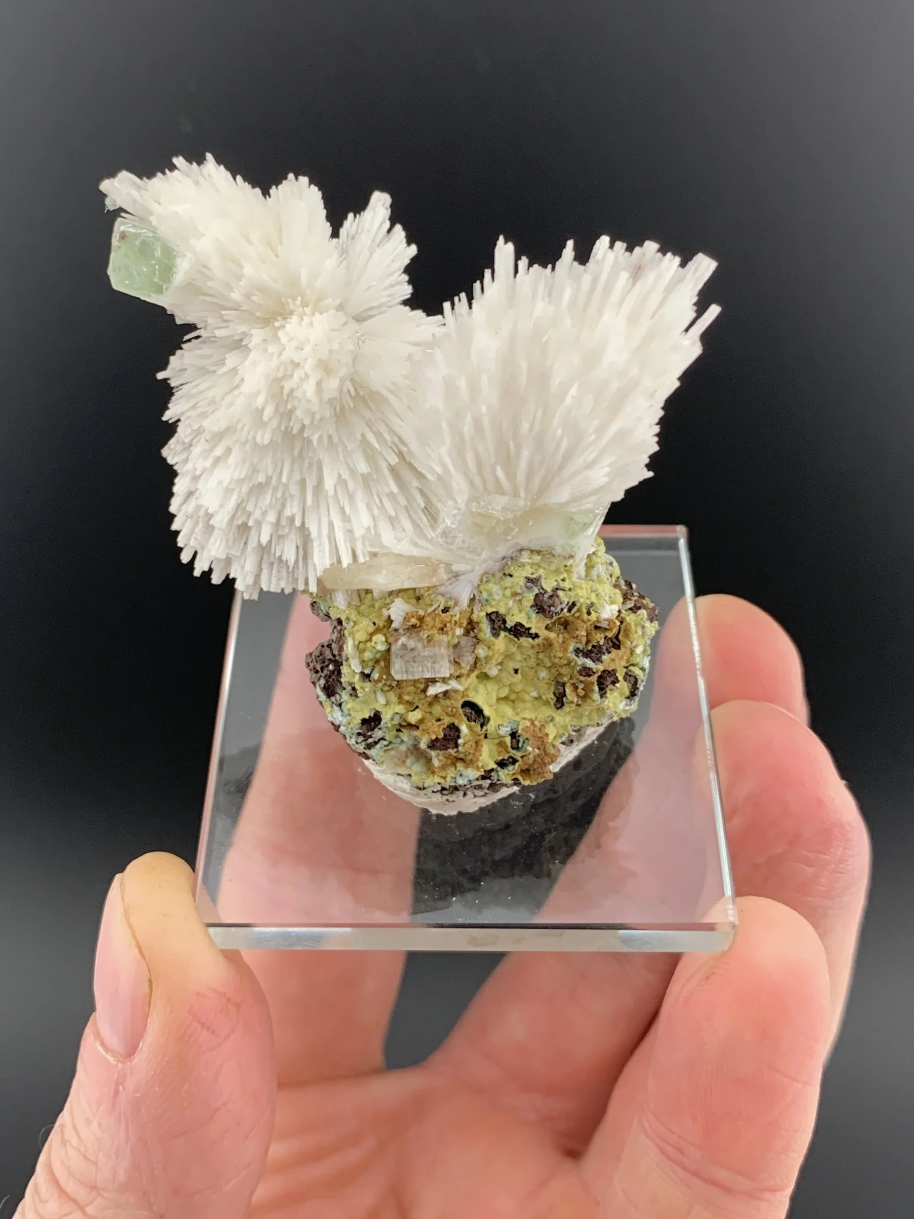 SCOLECITE with APOPHYLLITE and STILBITE mineral specimen crystal from Sangamner, Nashik, Maharashtra, India.