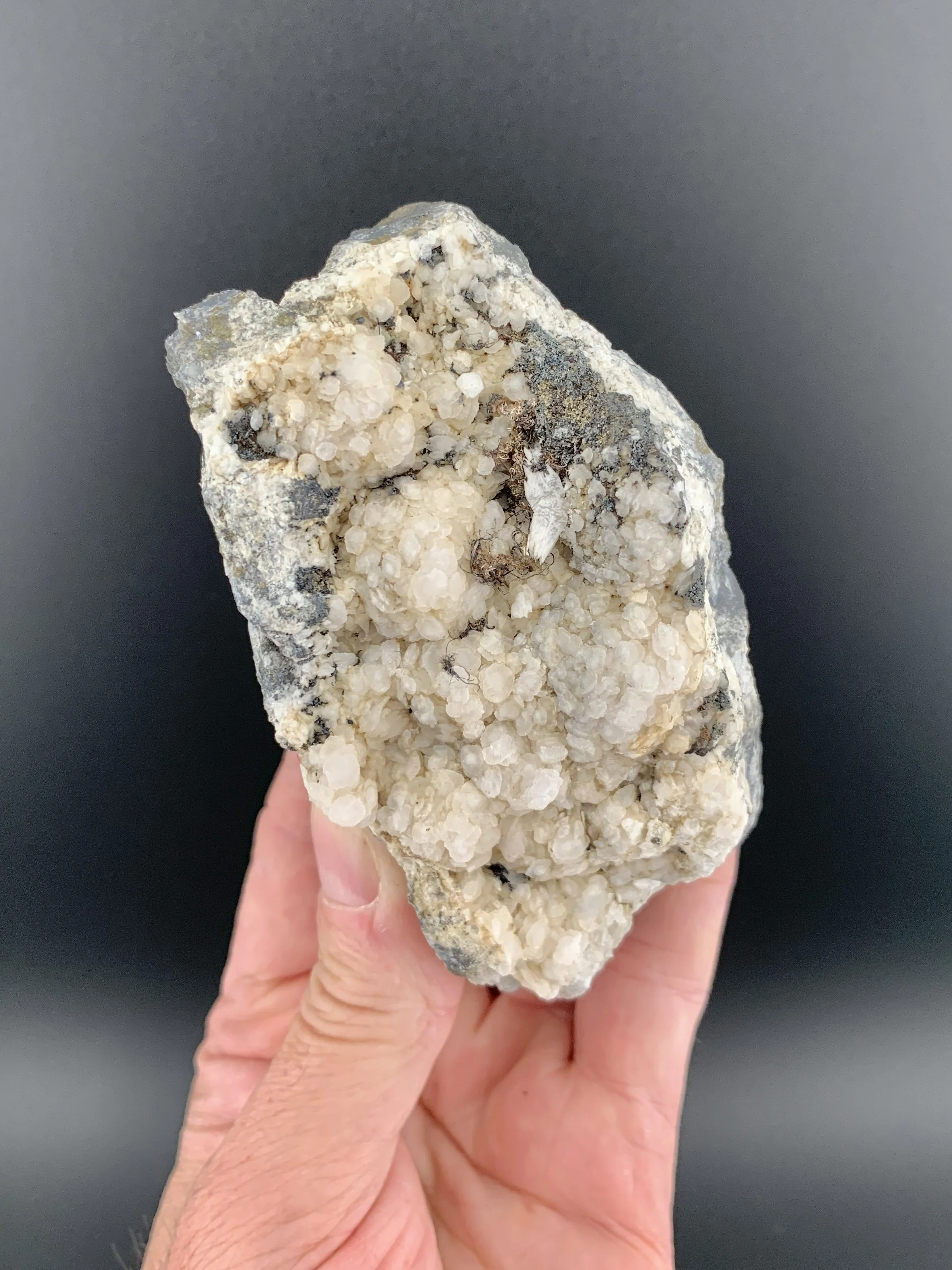 NATIVE SILVER on CALCITE from Uchucchacua Mine, Oyón, Lima, Peru. (MSM58).