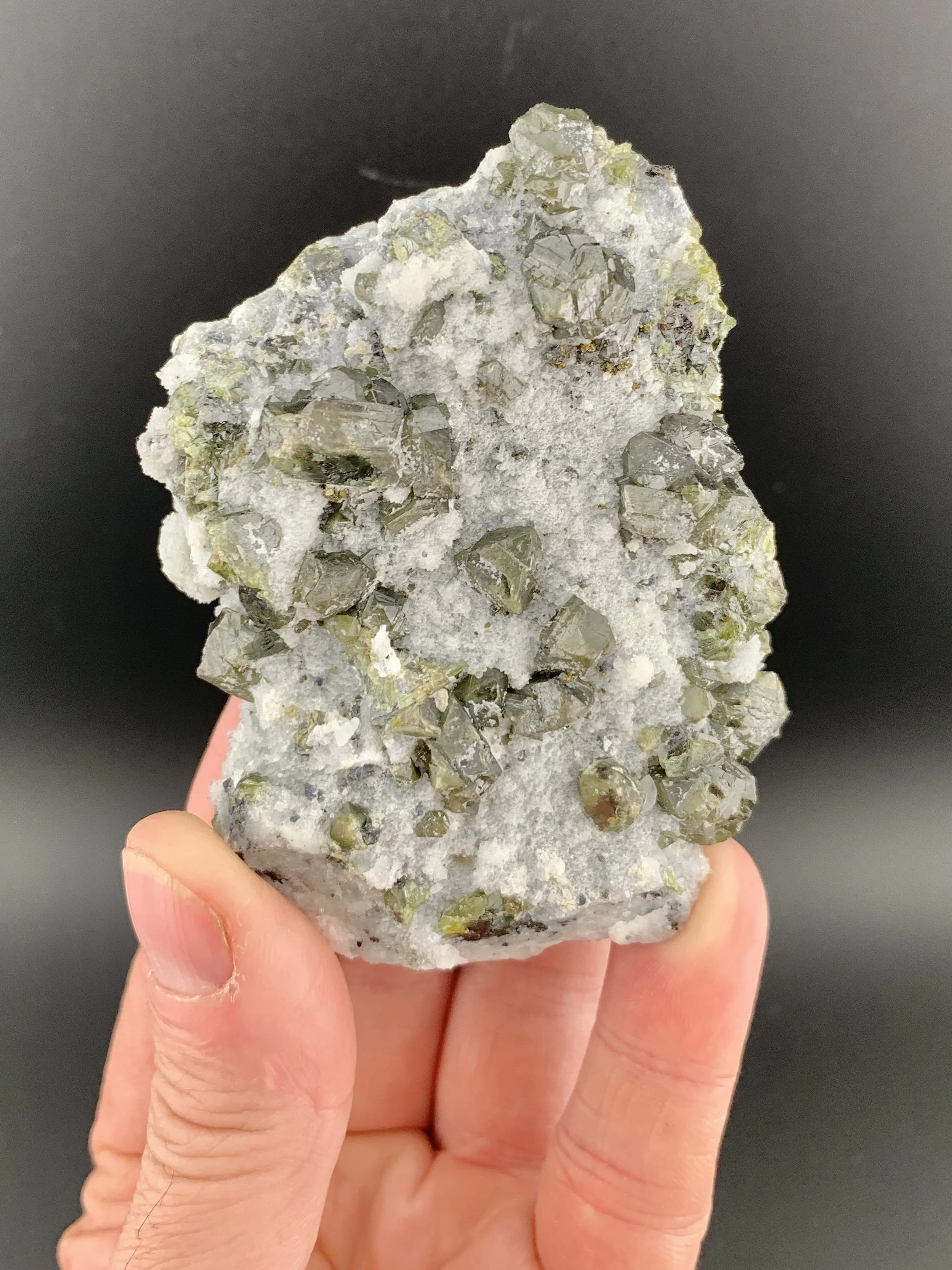 CLEIOPHANE on QUARTZ mineral specimen crystal from Krushev Dol Mine, Madan, Smolyan, Bulgaria.