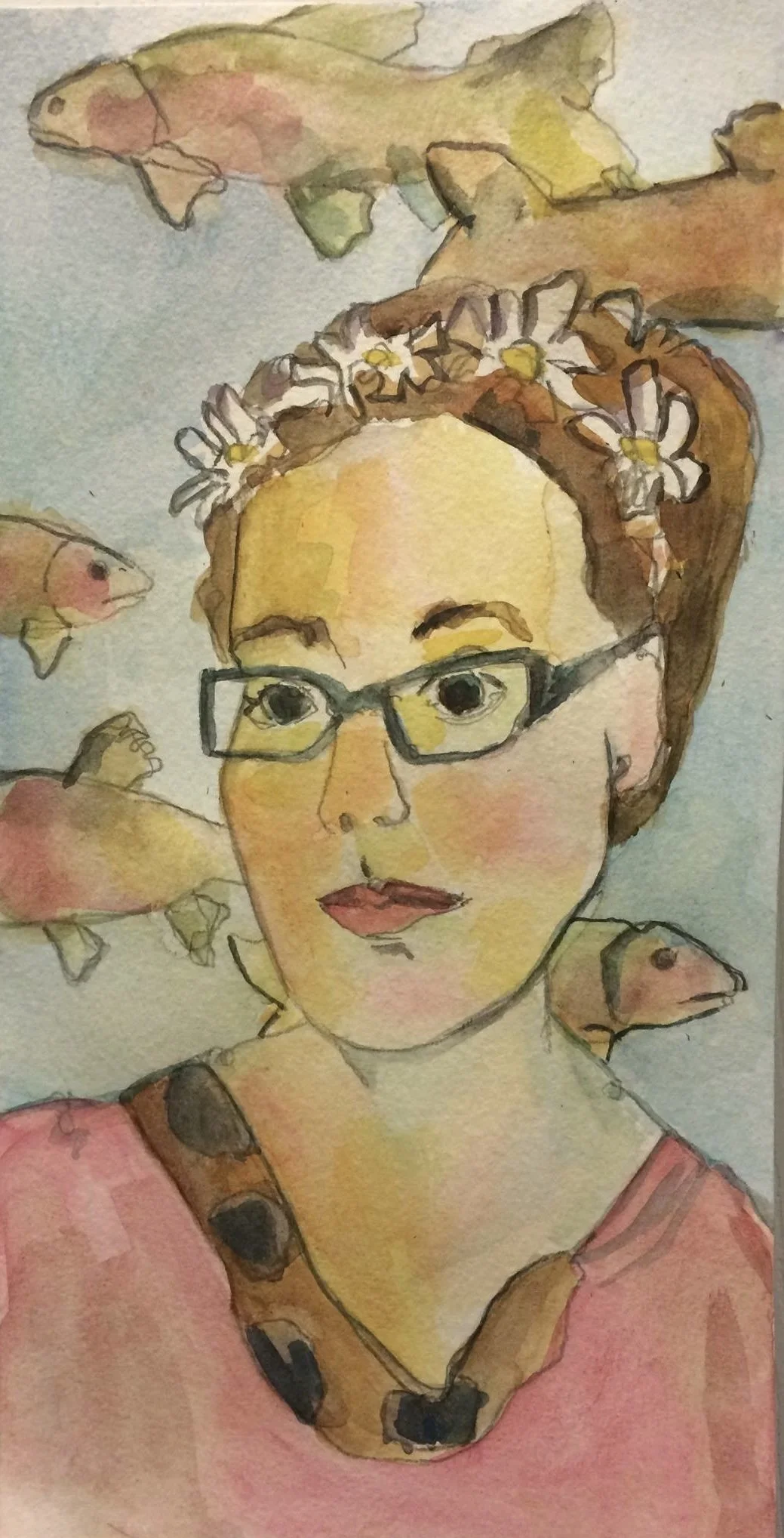 Frida inspired. Self Love. watercolor on paper. private collection.