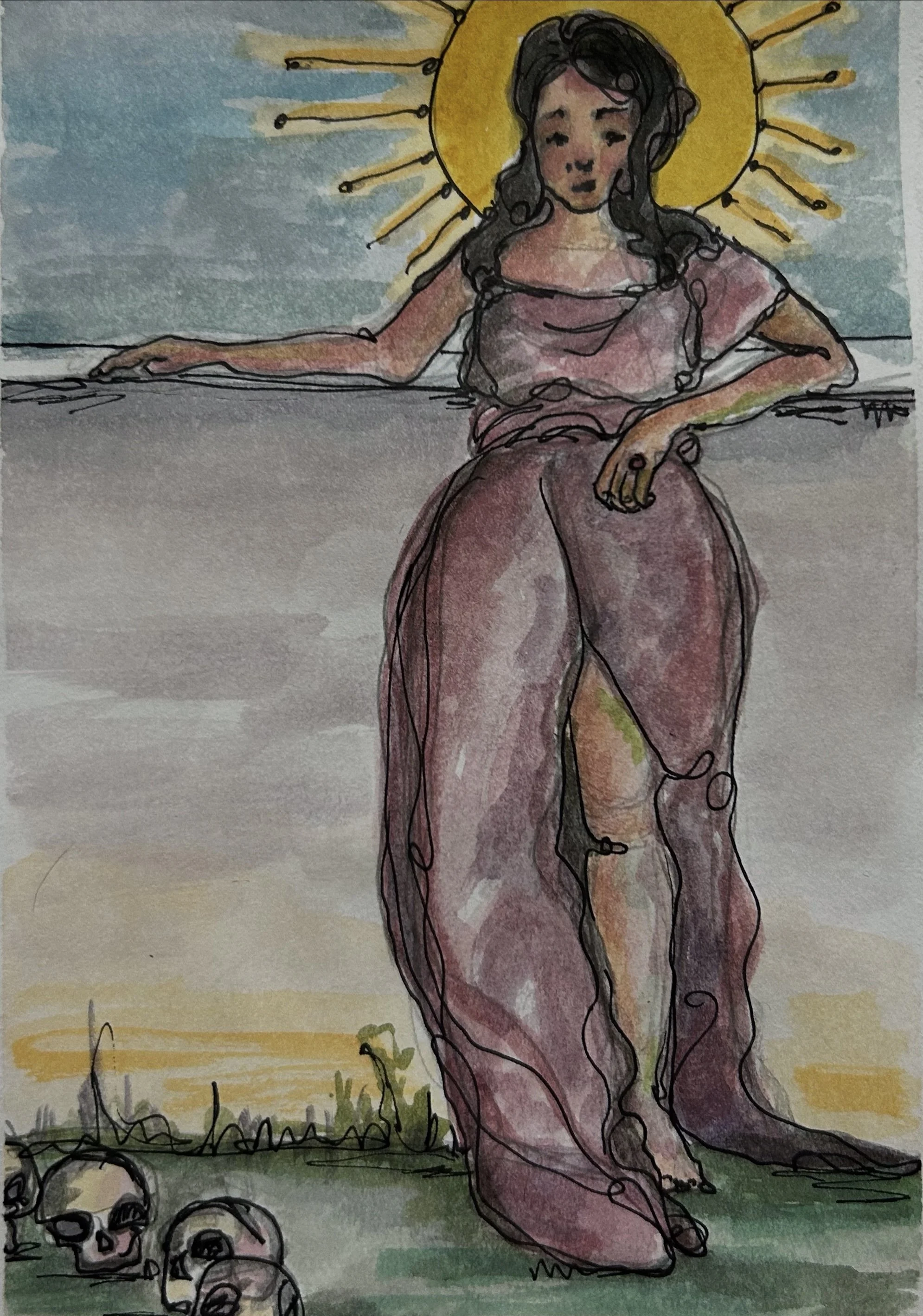 " Who Died" 
watercolor & pen
6 x 8
Private Collection