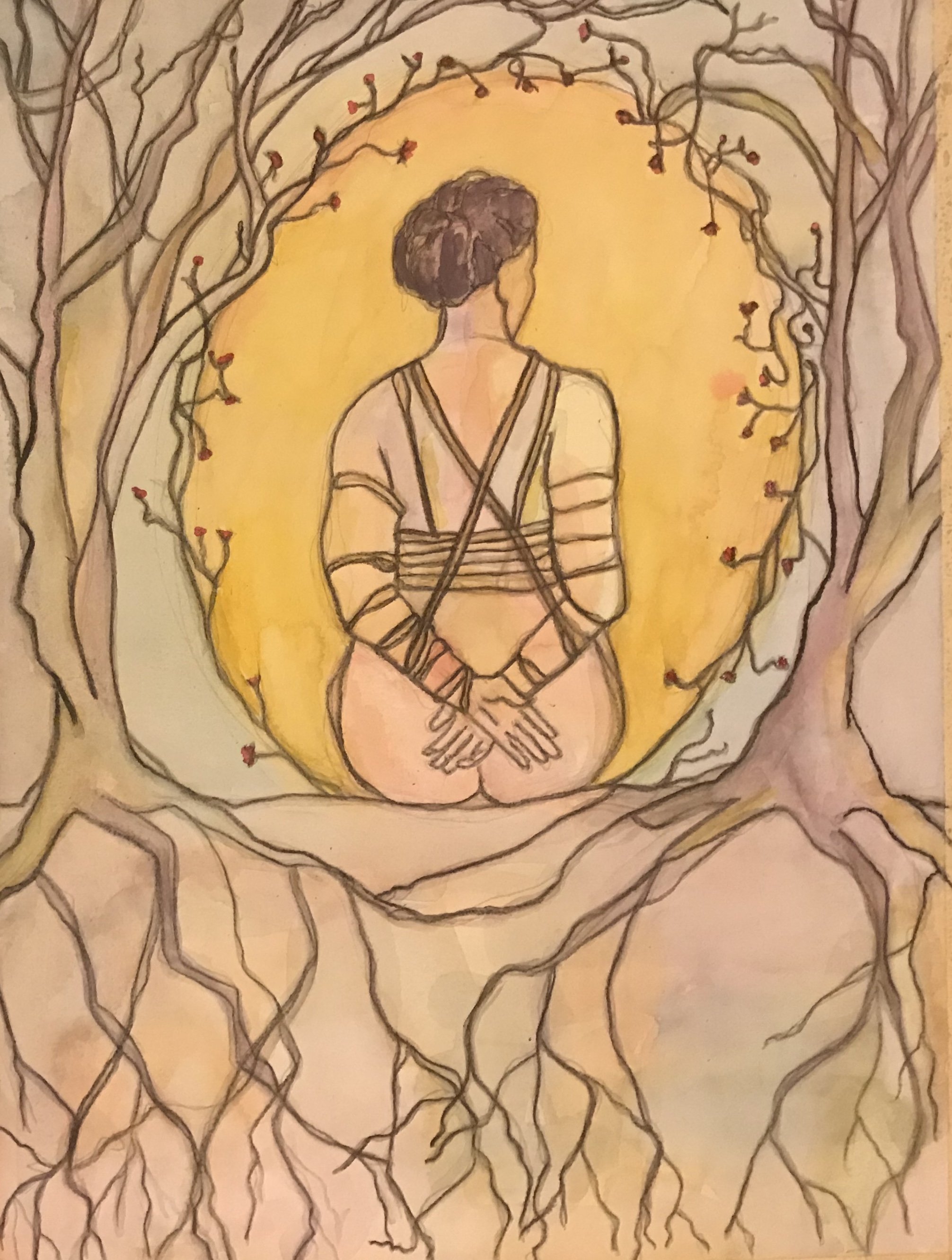 Bound. charcoal and watercolor on paper. private collection.