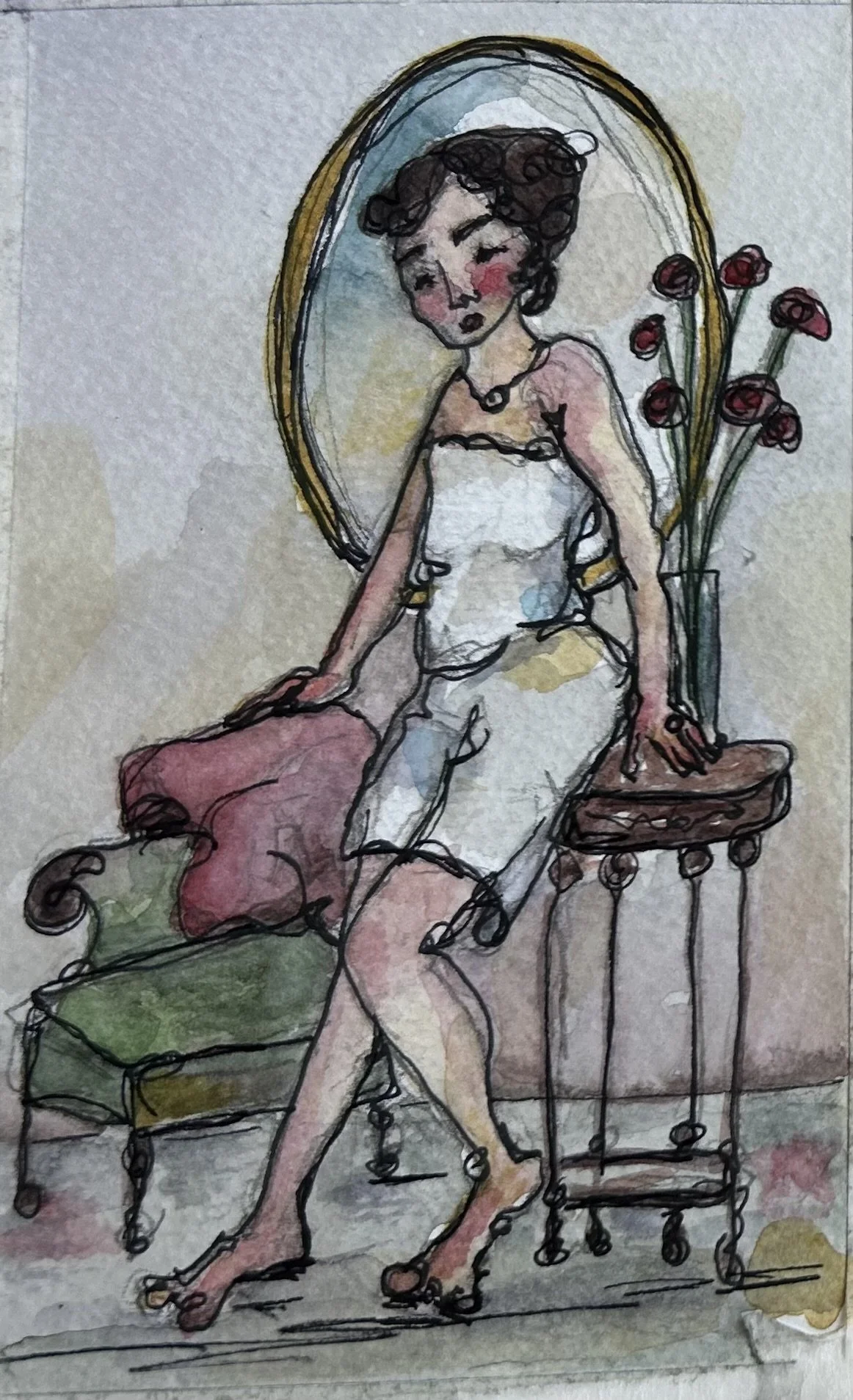 Beatrice
watercolor & pen
4 x 6
$100