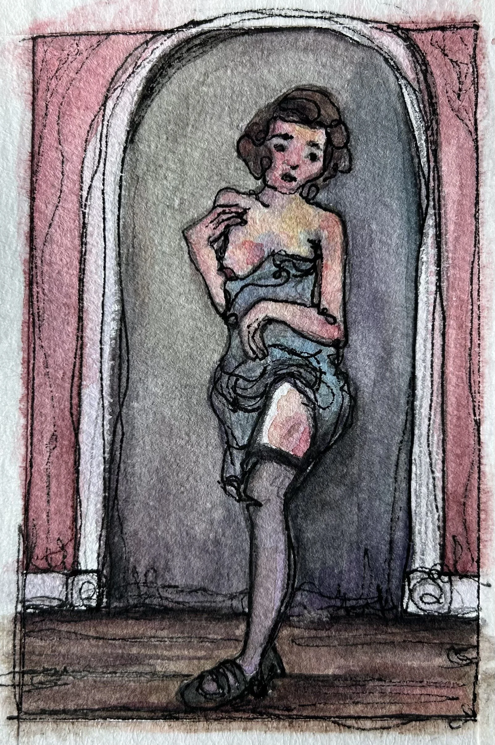 Young Maybelle 
watercolor & pen
4 x 6
$100