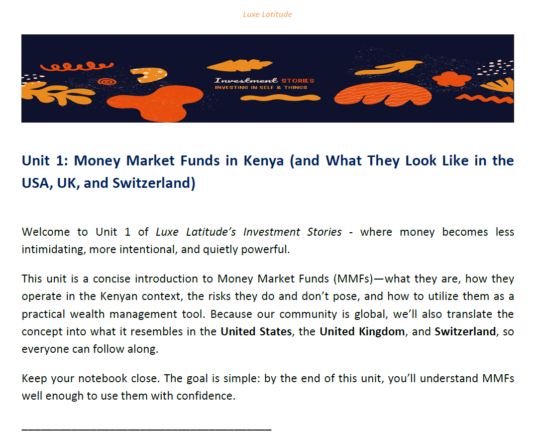 Kenyan Money Market Fund Basic Course