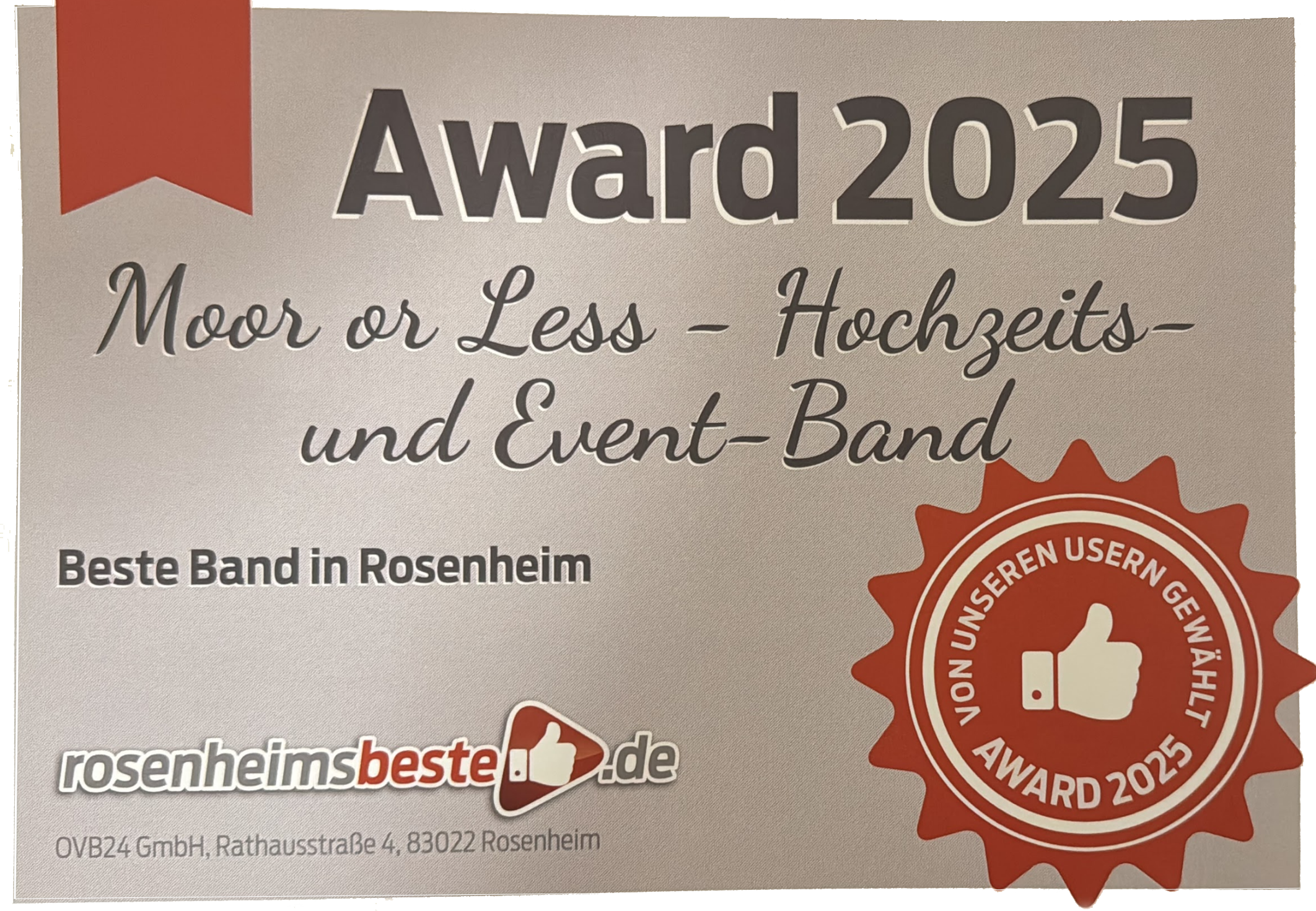 Moor or Less – Rosenheims Beste Band 2025 für Hochzeiten mit Livemusik für Trauung, Sektempfang, Dinner und Party bis tief in die Nacht.
