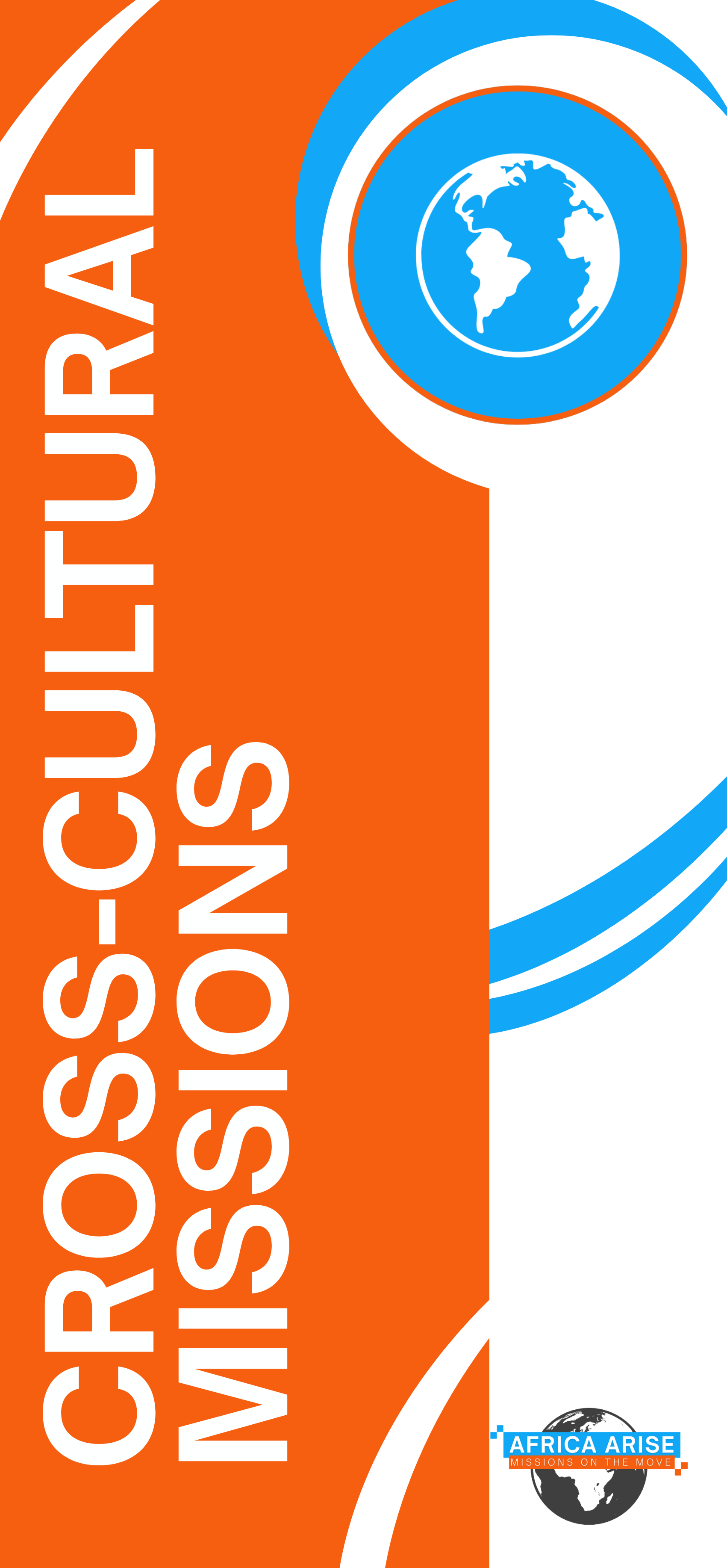 Logo for Africa Arise with a globe, orange, white, and blue colors, and text reading 'Cross-country Missions on the Move'.