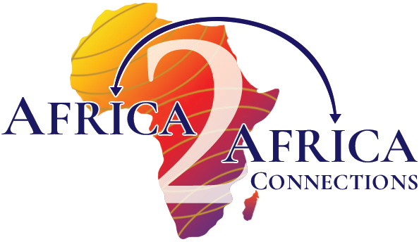 A stylized map of Africa with yellow, orange, and red shading, containing the words 'Africa' and 'Connections,' with arrows pointing between the words.