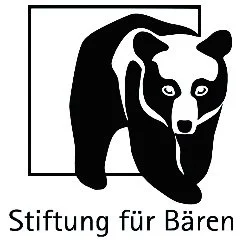 Black and white logo featuring a bear's head and front paw with German text 'Stiftung für Bären' underneath.