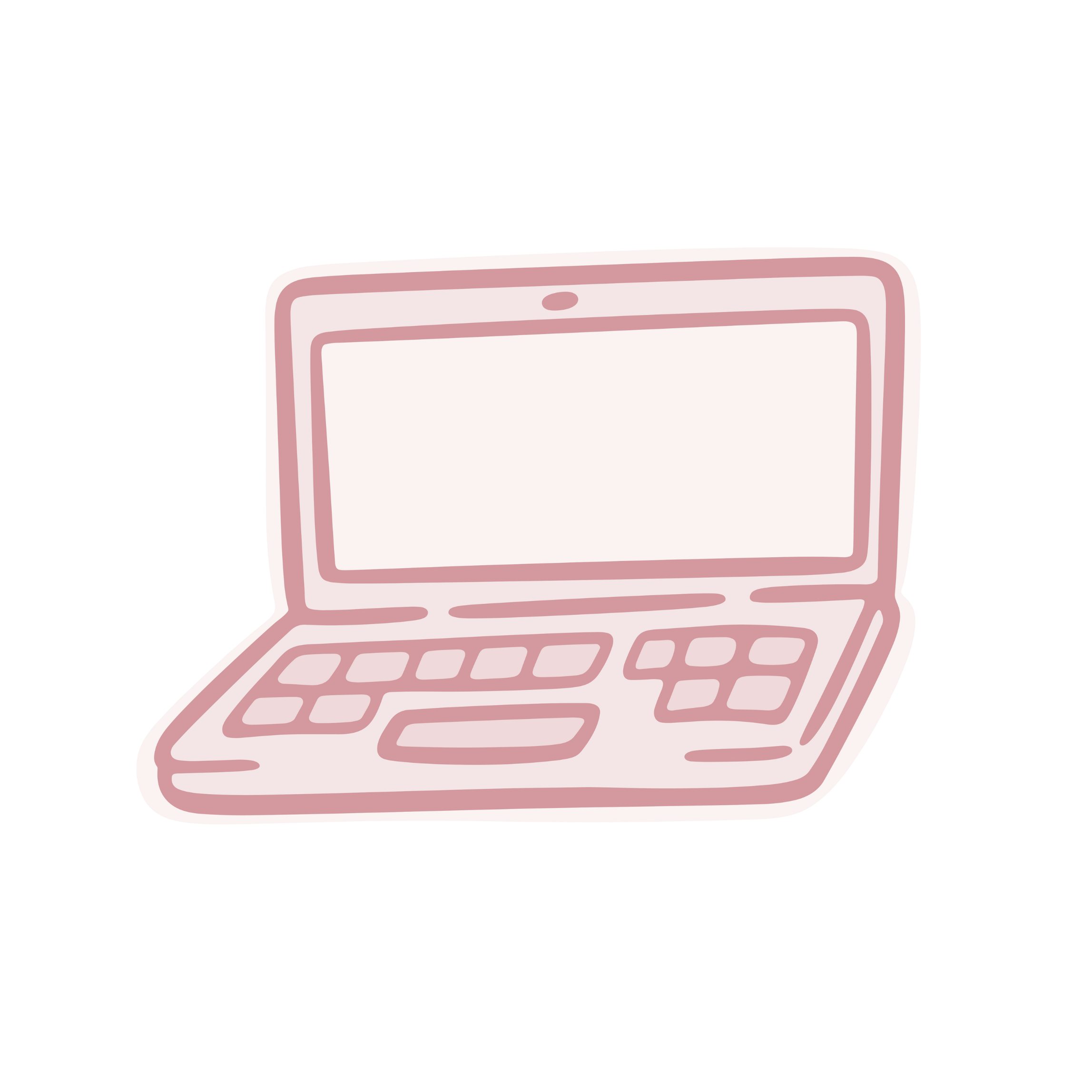 A digital illustration of a pink laptop computer with a blank white screen.