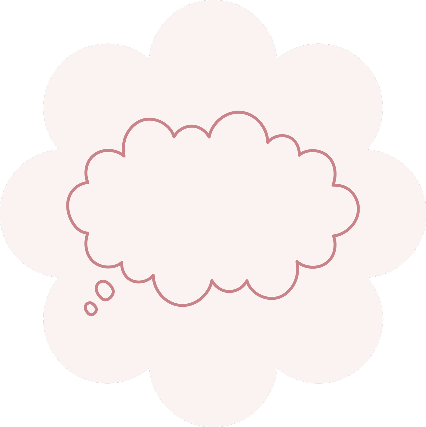 Empty thought bubble with smaller thought bubbles inside, on a black background.