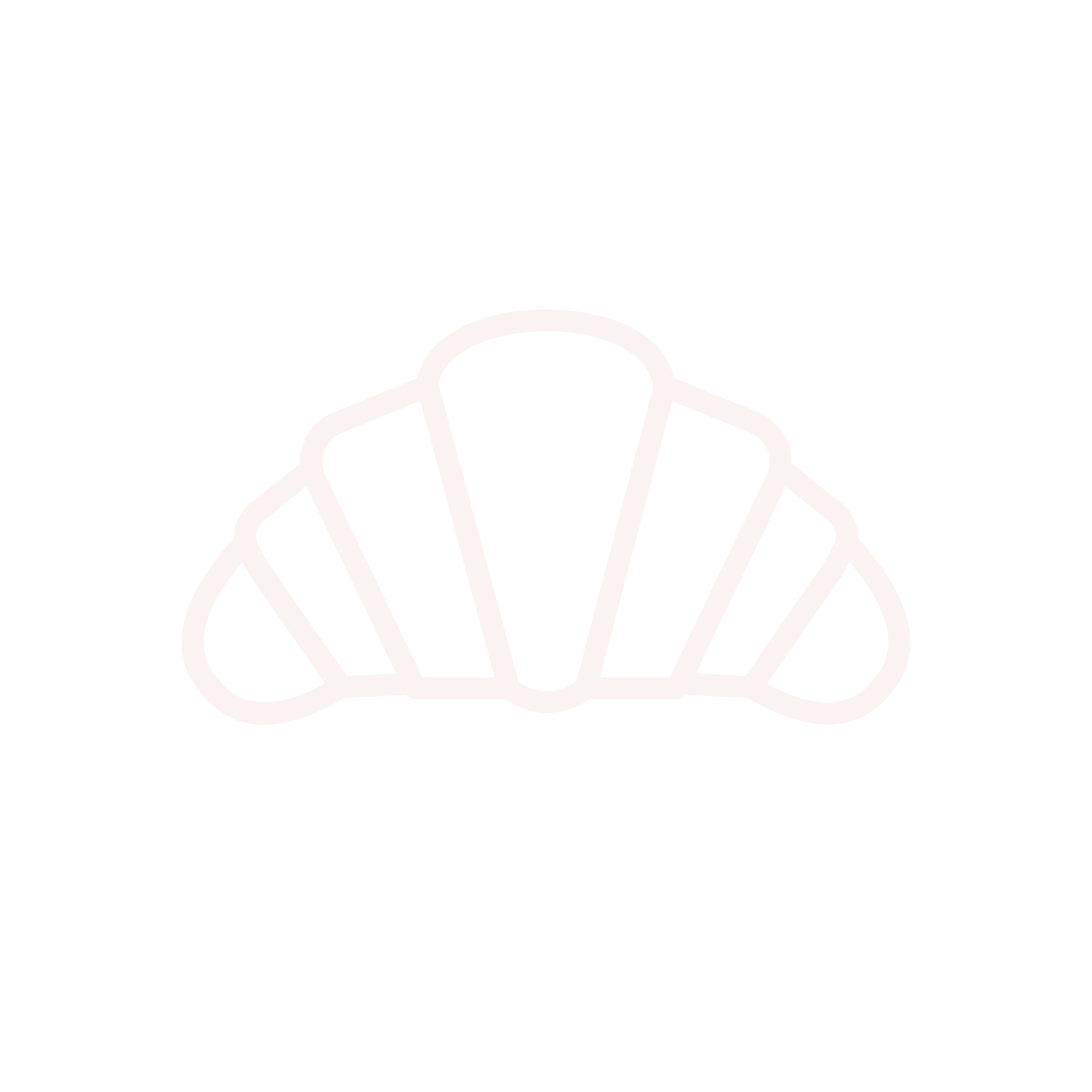 Neon outline of a croissant on a black background.