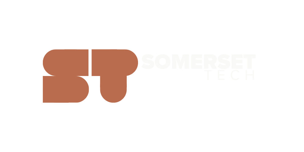 Logo of Somerset Tech with stylized 'S' and 'T' in brown and the company name in white and black text.