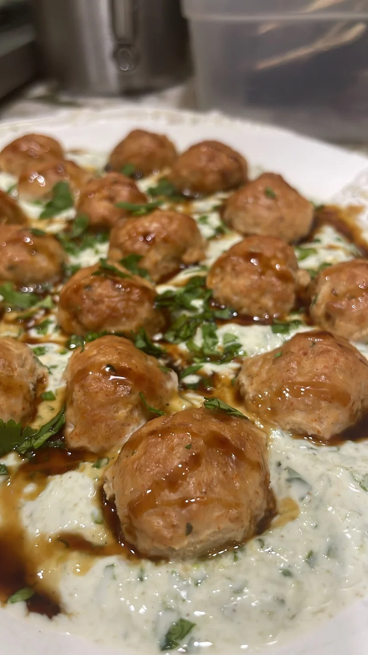 Bite-sized meatballs with fresh herbs