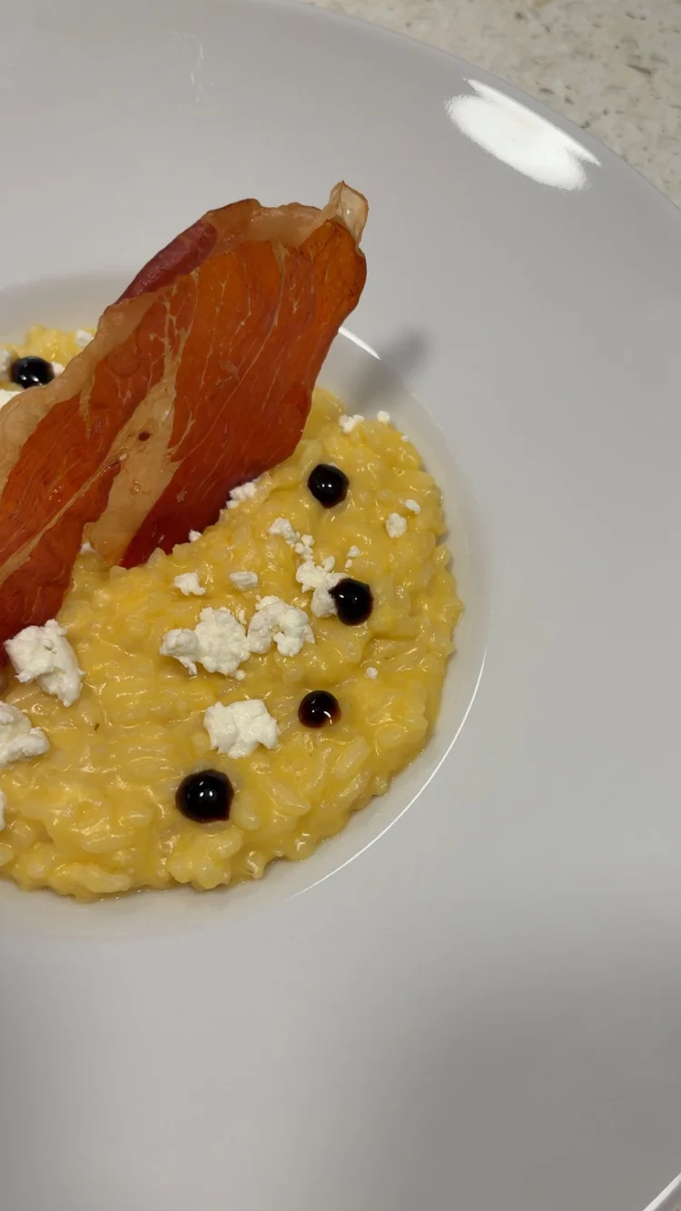 Creamy risotto with black pearls