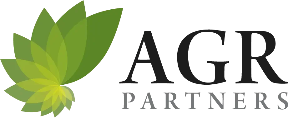 Logo of AGR Partners featuring green leaves and the company name in black and white text.