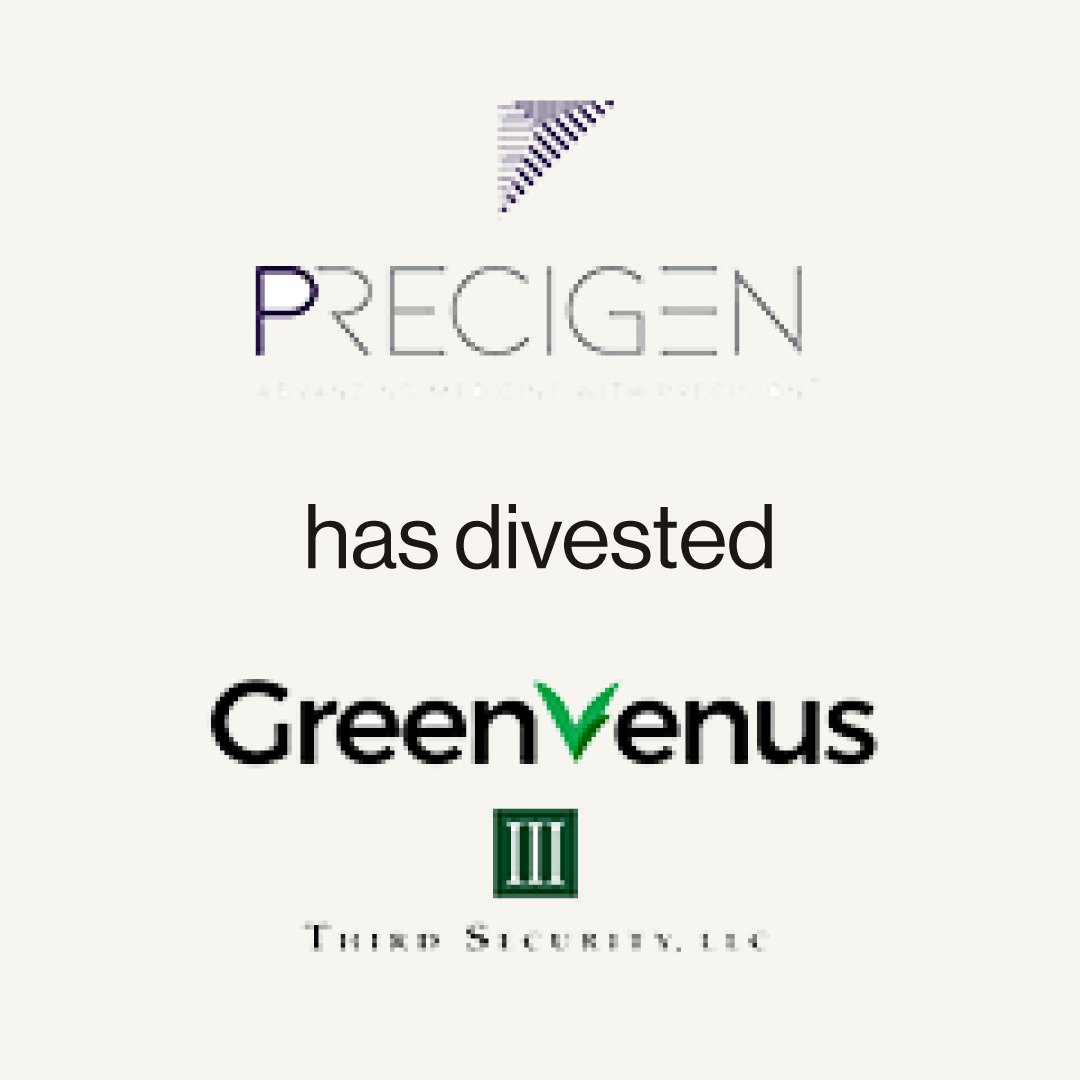 PRECIGEN has divested GreenVenus to Third Security