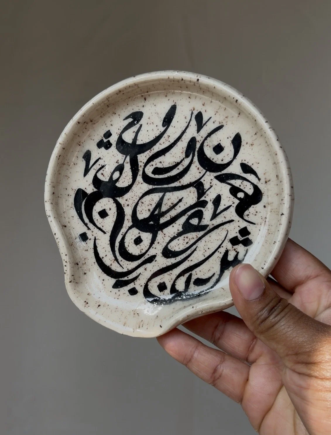 Cream Spoon Rest black lettering