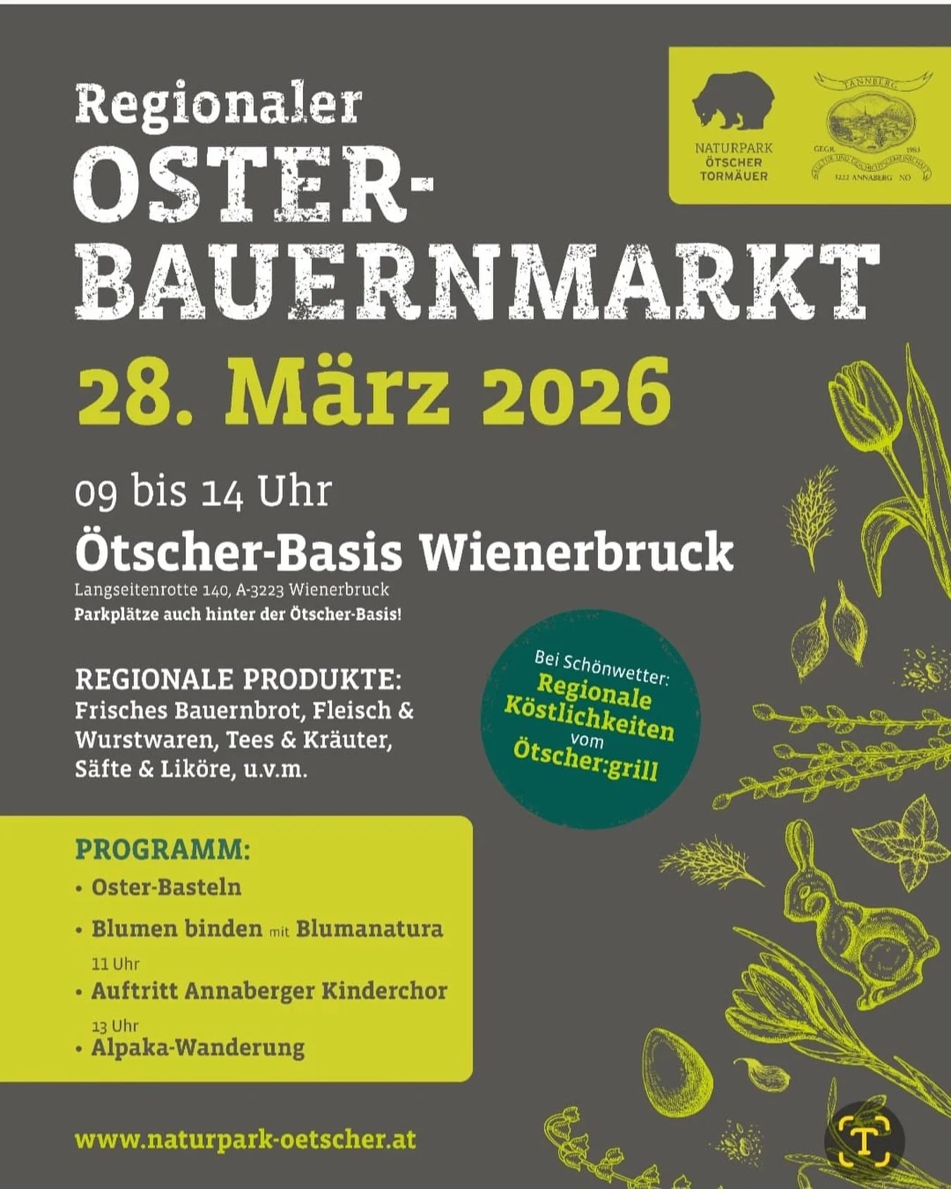 Lasst uns gemeinsam beim Ostermarkt in Wienerbruck bei der &Ouml;tscherbasis eine kleine Alpakawanderung machen. 13:00 Uhr starten wir 🦙 die Alpakas sind bereit 😎 
es gibt viele Angebote, regional und universal 😉
Die Vorbereitungen laufen 🤠 Sei d
