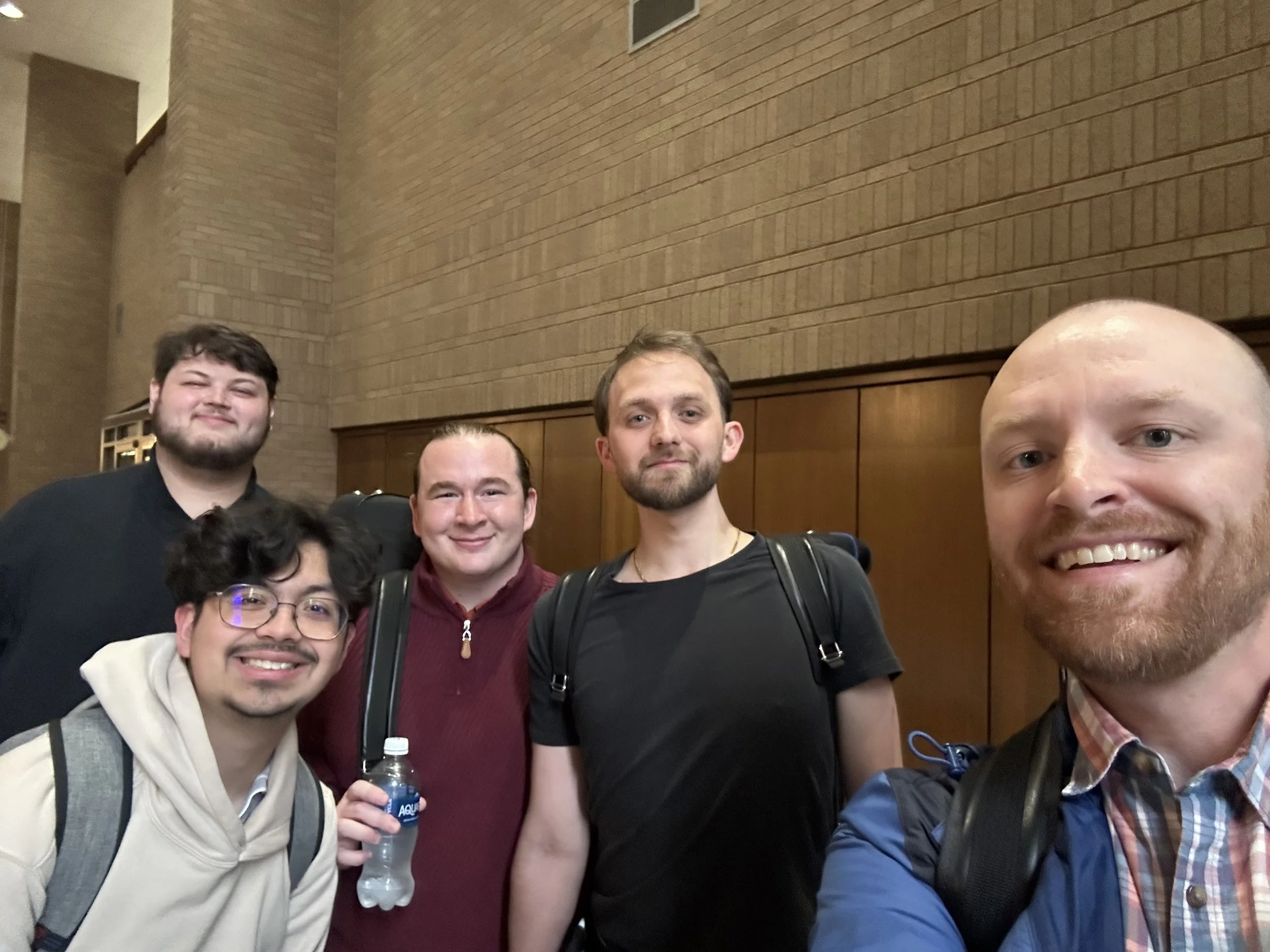 Picture with other UCA Alumni and Dr. Cristopher Sharpe before the world premiere of Event Horizon!
(L- R, John Crim, Cristian Iraburo, Ryan Smalley, Kyler Thomas, Christopher Sharpe)