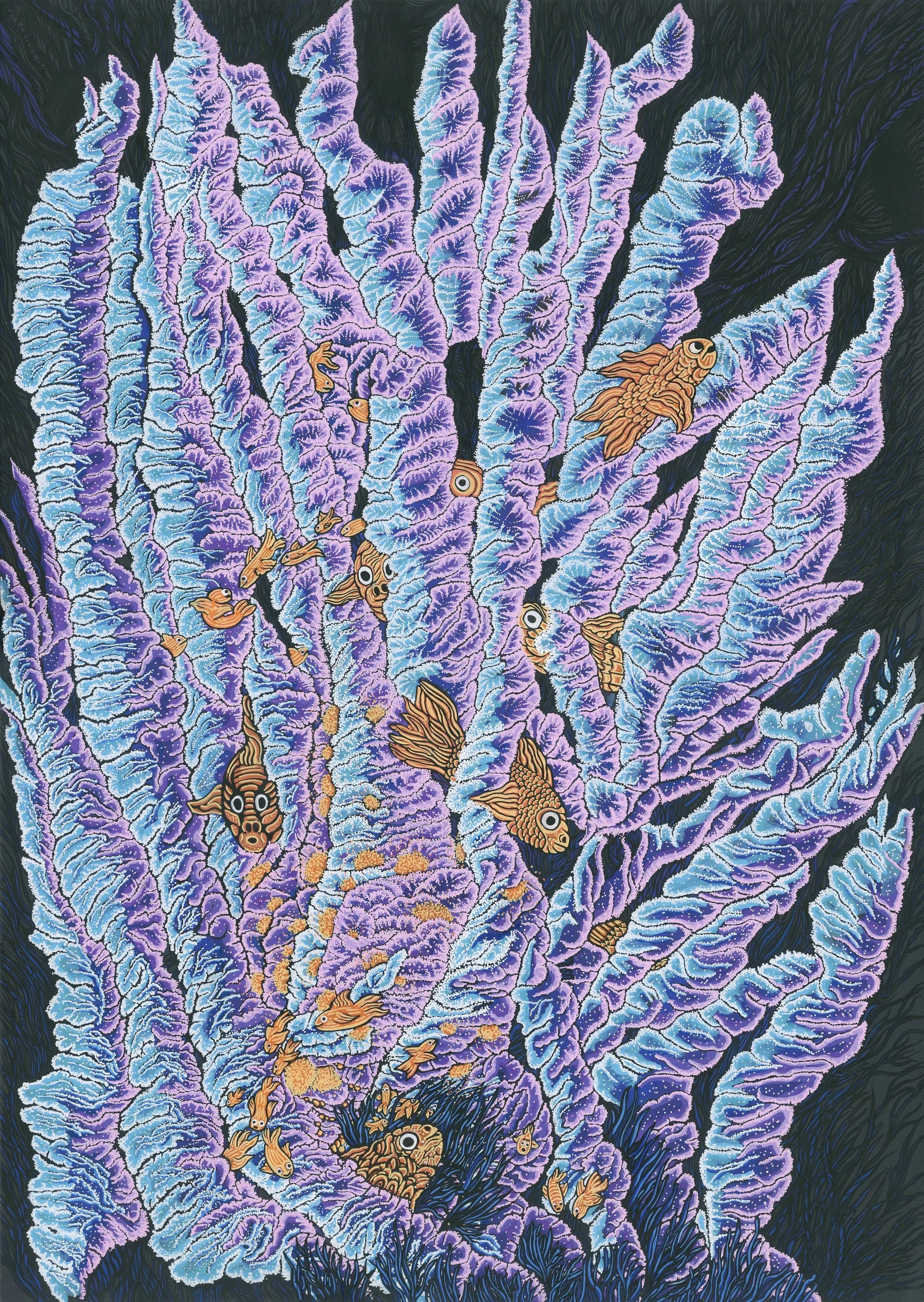 Maximilian Zischka, "Bubble", Tinnituszyklus Nr.3, 2025, 42,0 × 59,4 cm, acryl on paper