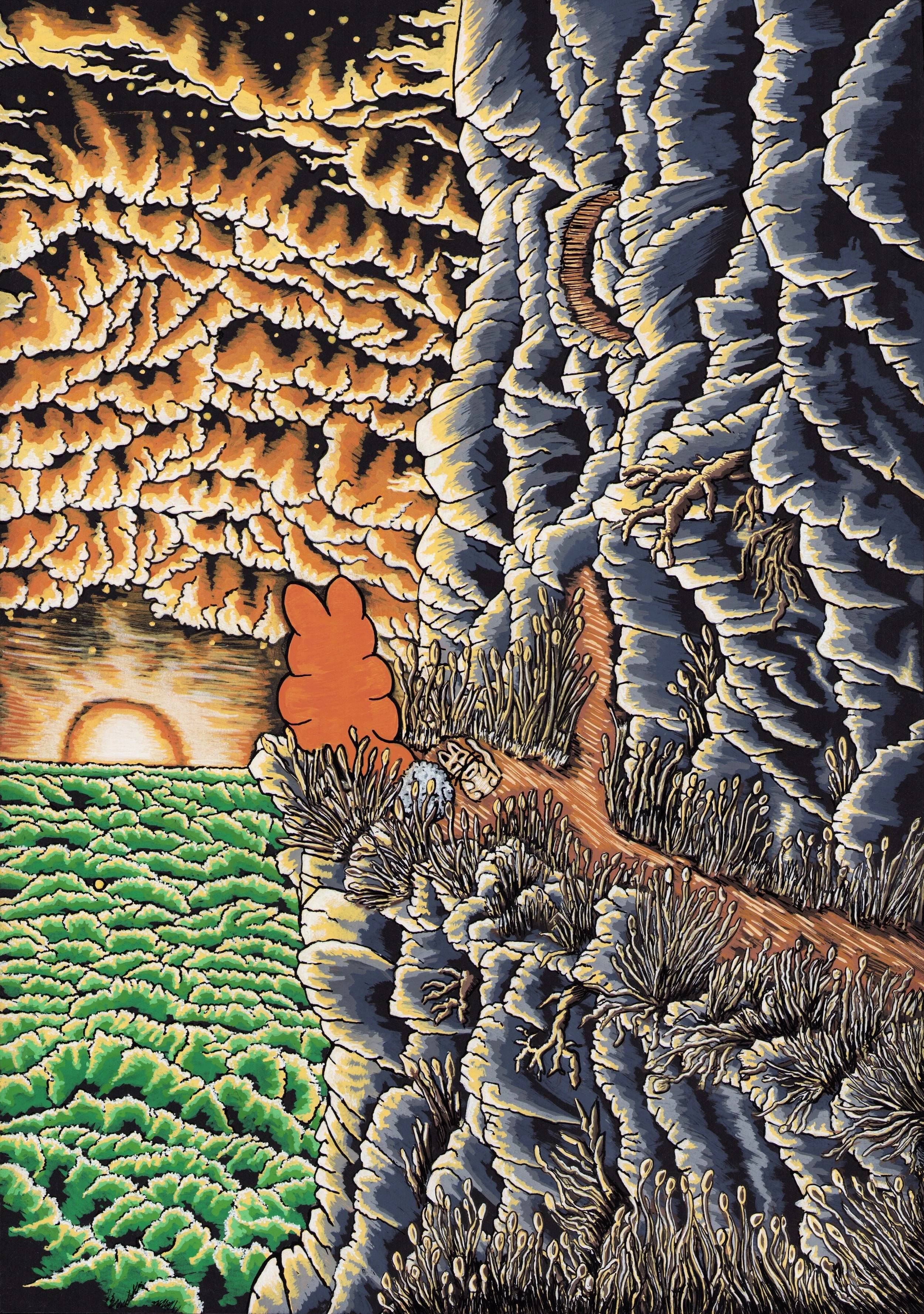 Maximilian Zischka, "Pausieren", 29,7 X 42cm, 2024, acryl on paper