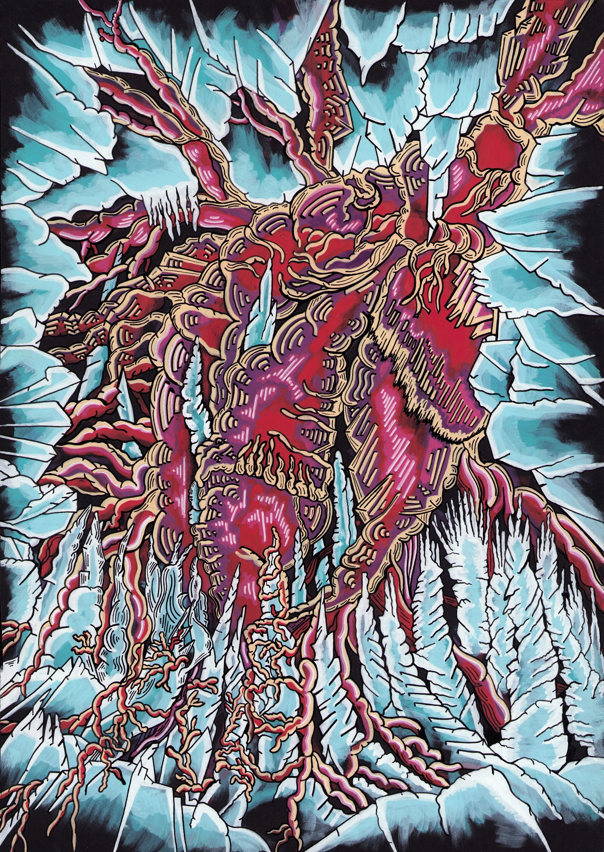 Maximilian Zischka, "Dekompensation", Tinnituszyklus Nr.1, 2024, 29,7 x 42 cm, acryl on paper