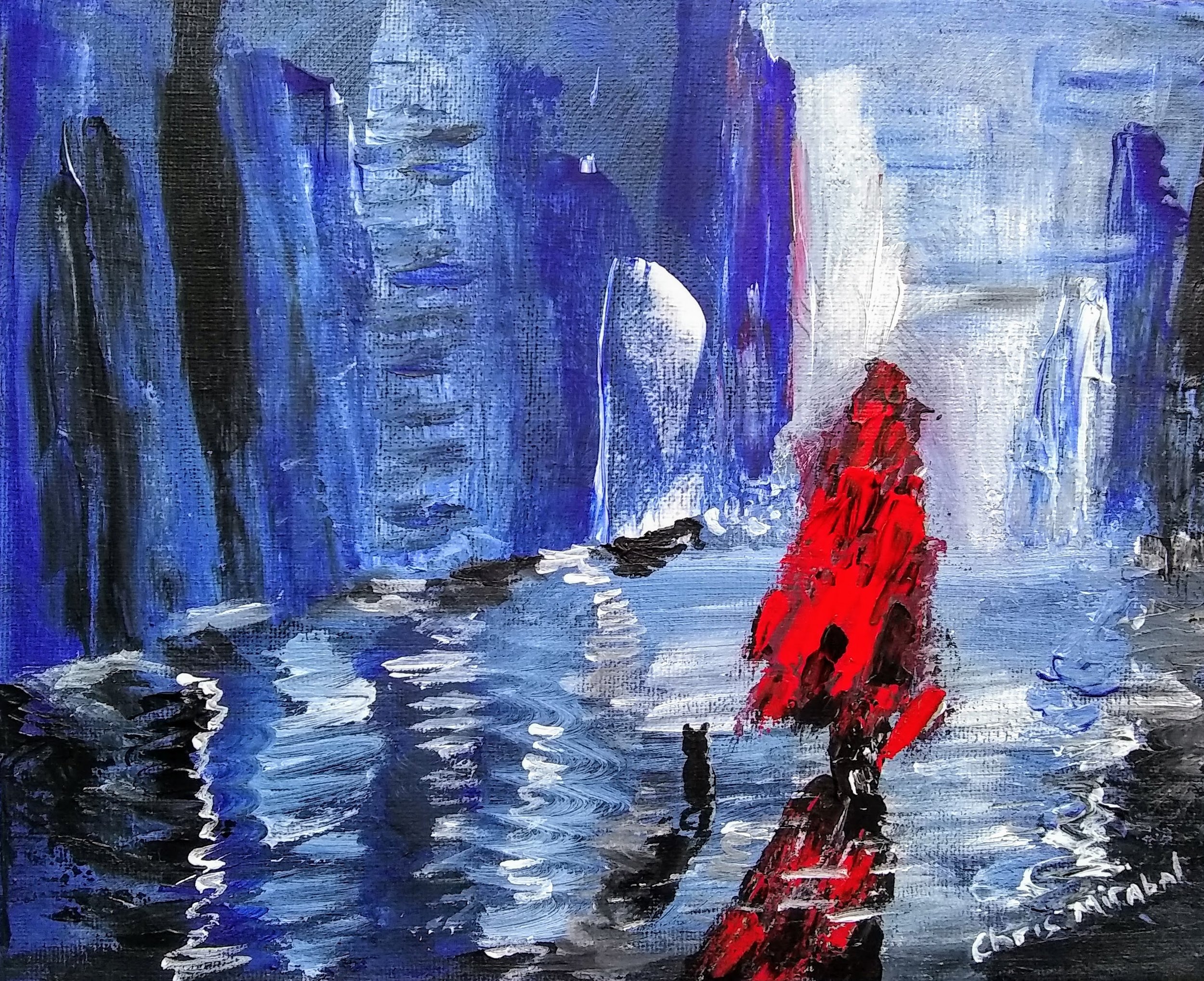 Christine Mirabal, "Red Woman and Cat"