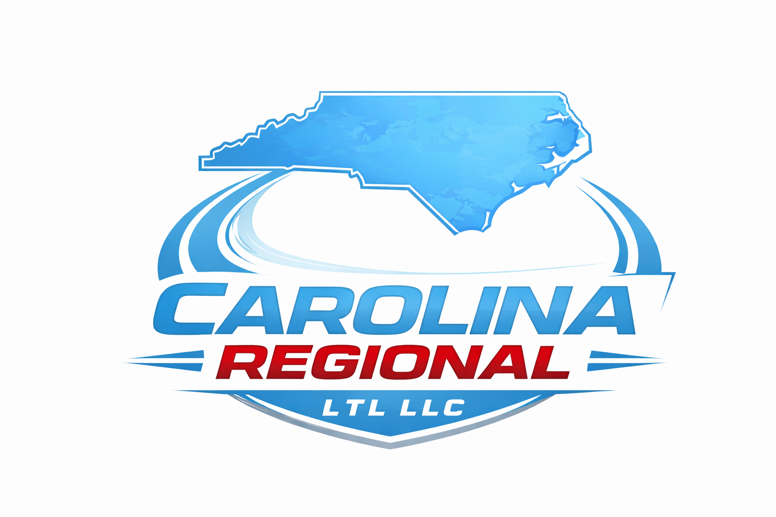 Logo of Carolina Regional LLC featuring a blue outline map of North Carolina with track lines and the words "Carolina Regional" in blue and red, and "LLC" underneath.
