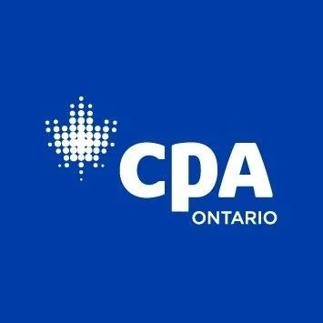 CPA Ontario logo with a blue background and a white dot pattern design.