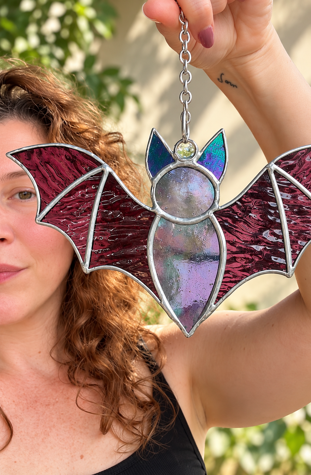Handcrafted Iridescent Bat Suncatcher.png