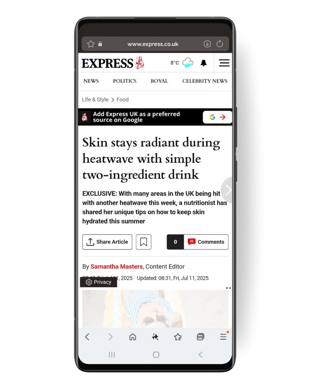 Skin stays radiant during heatwave with simple two-ingredient drink (Copy) (Copy)