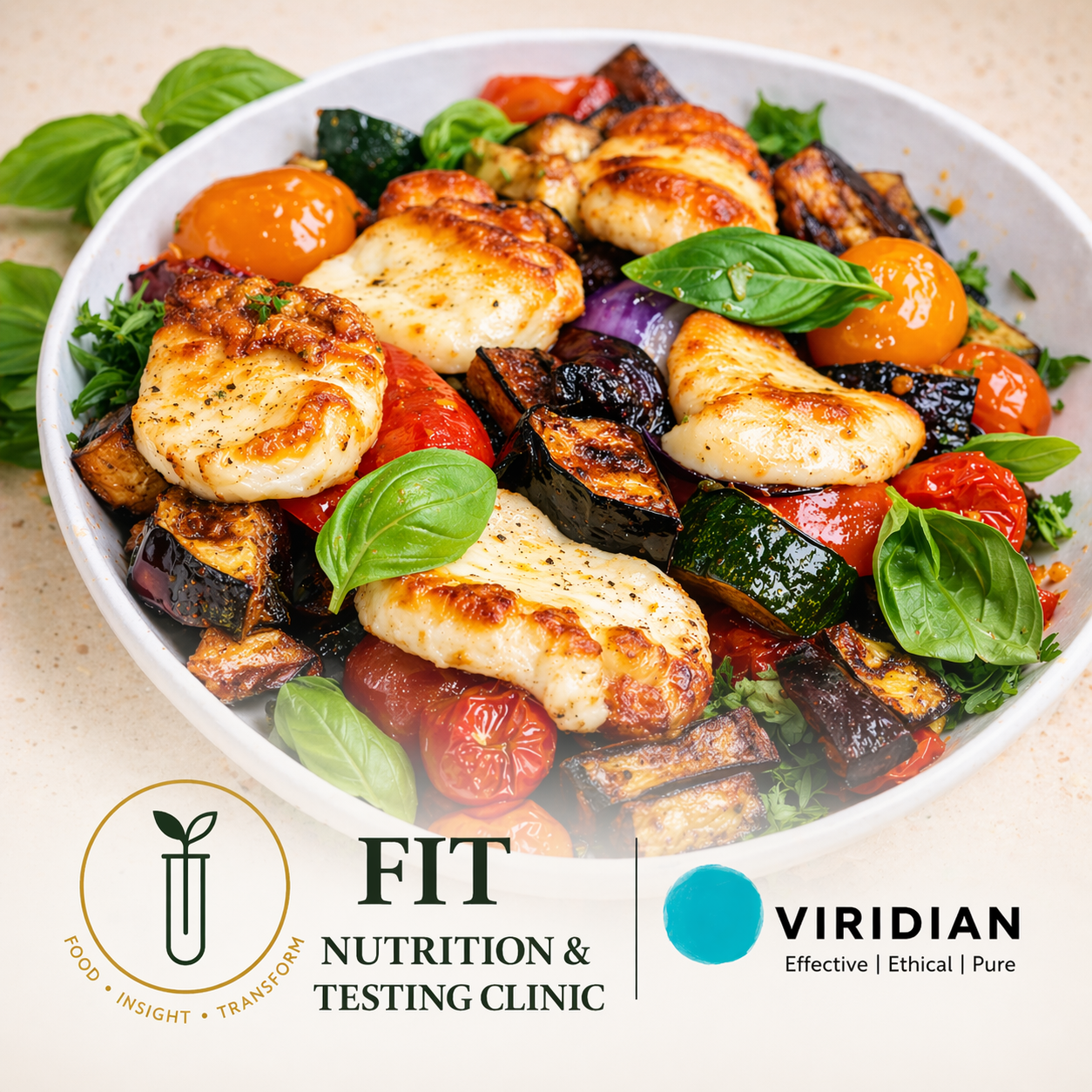 Halloumi &amp; Aubergine Traybake with Chilli Pesto &amp; Crispy Basil