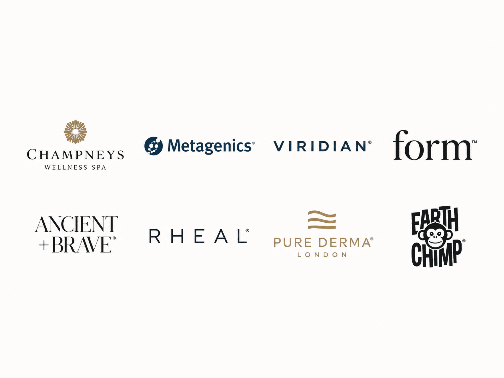 Two rows or brand logos. Eight in total.