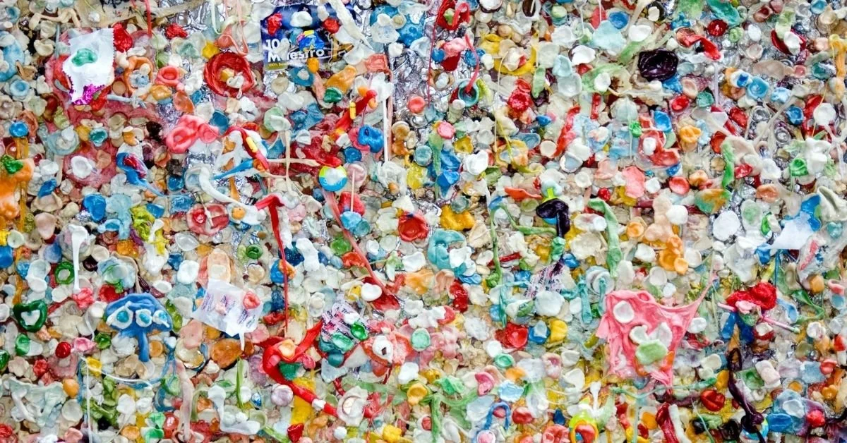 close up of colourful microplastics