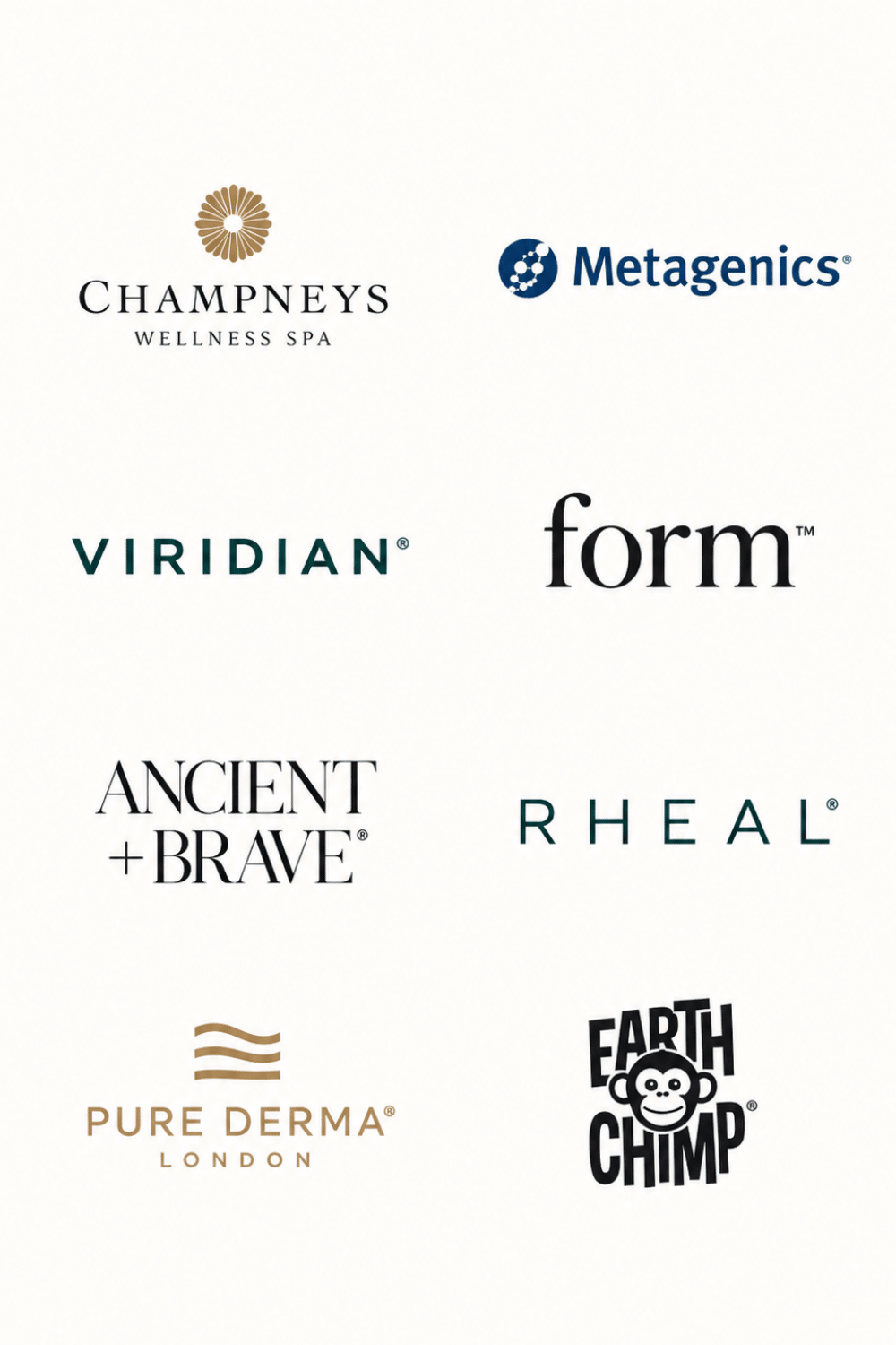 Eight wellness brand logos for UGC collabs.