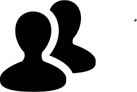 Two stylized black silhouettes of people with no specific details.