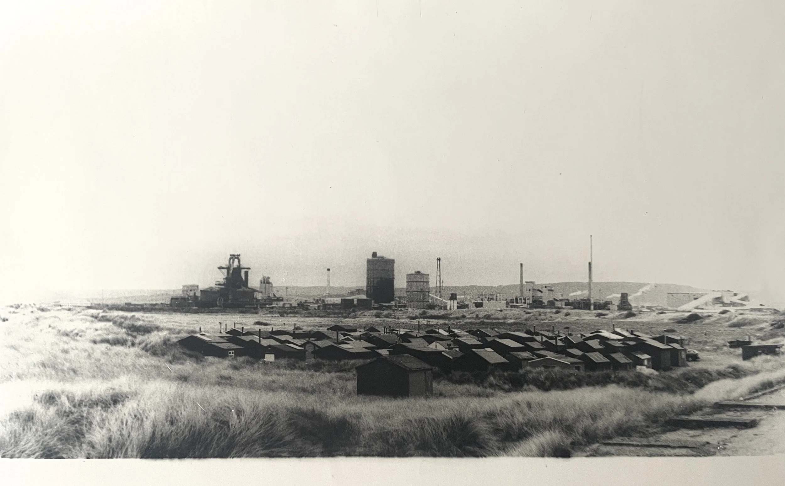 Fishermen’s huts and steelworks, south Gare'.JPG