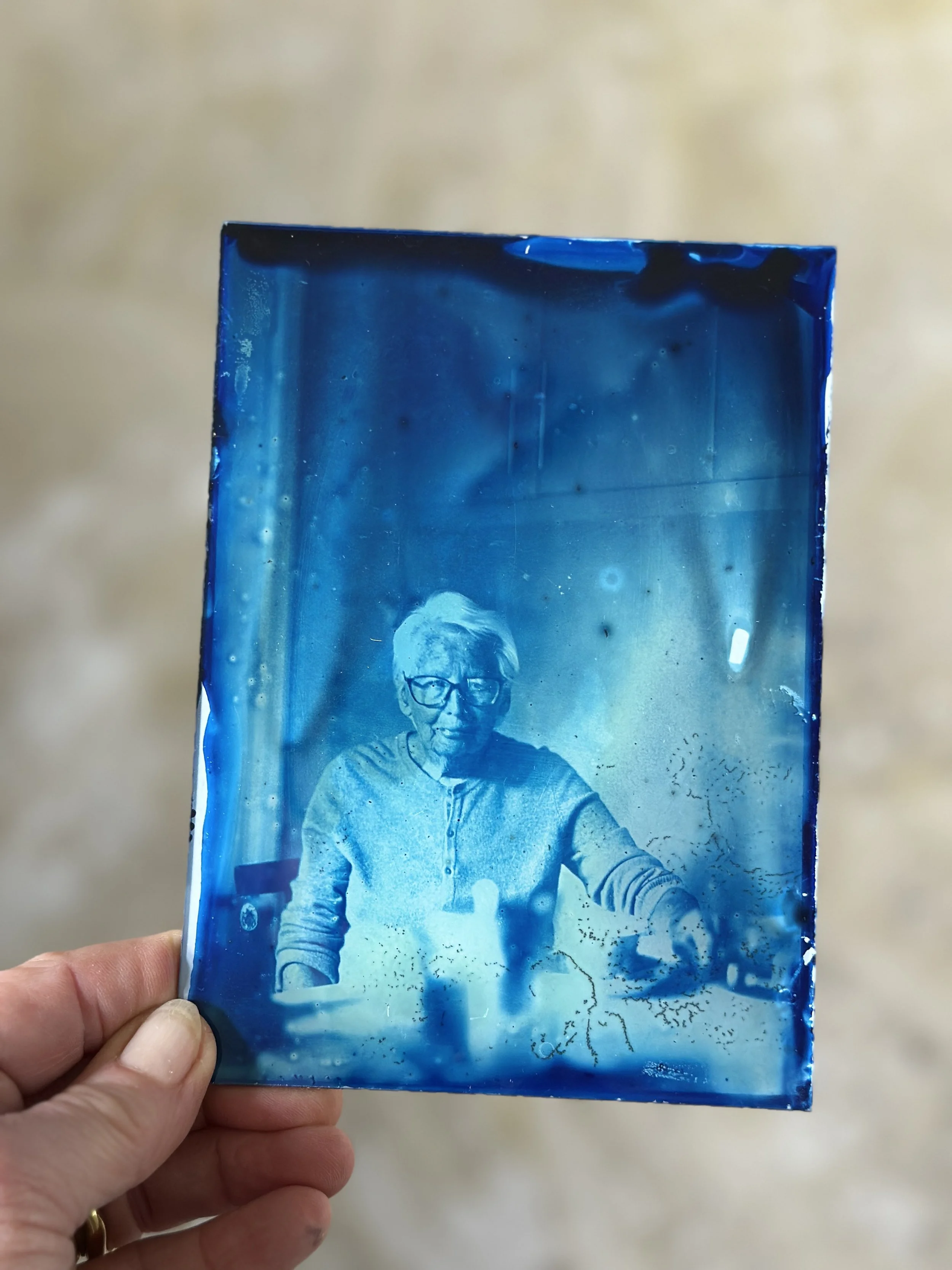 cyanotype on glass