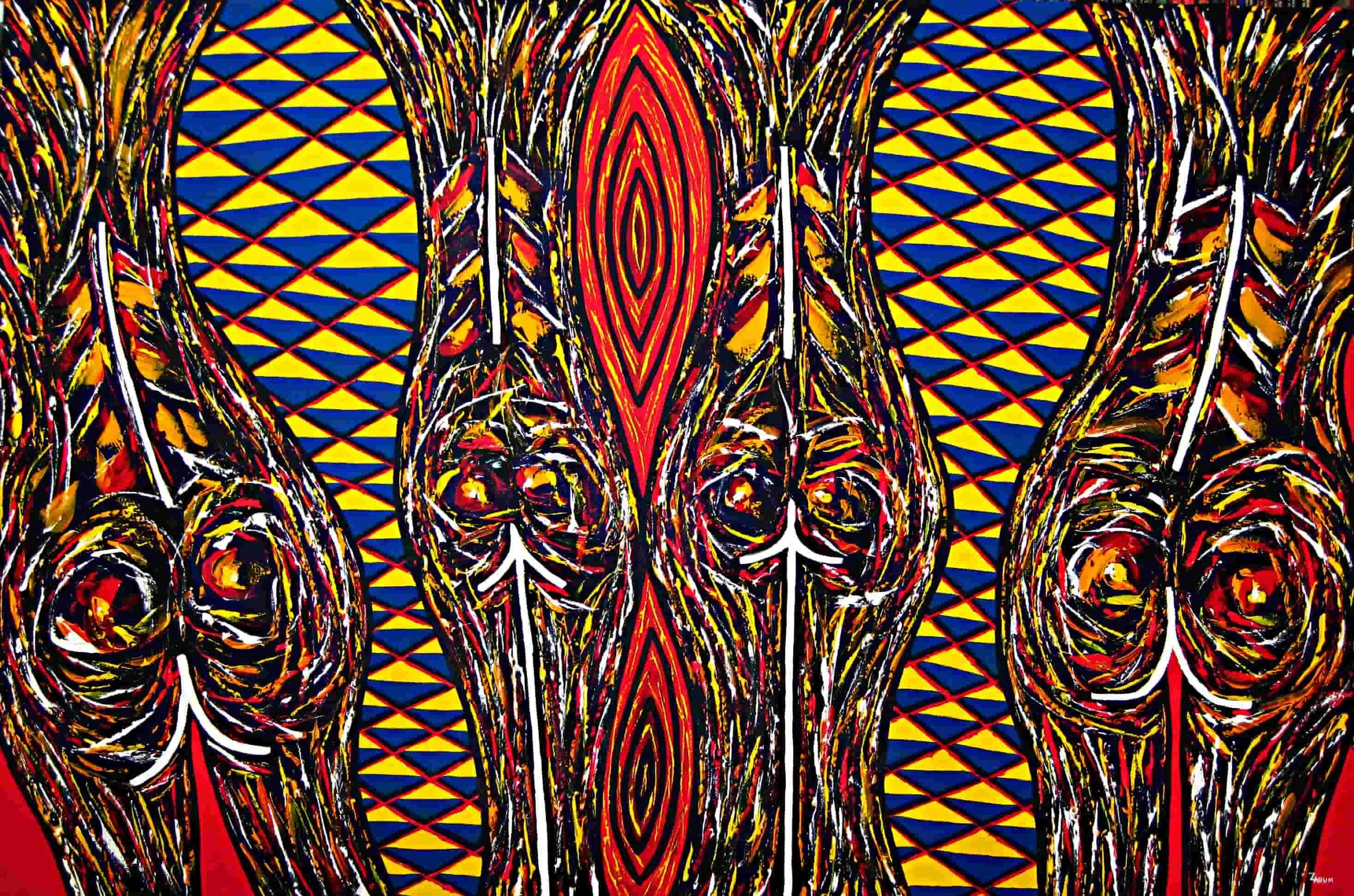 Title: 4 Dreams   Medium: Acrylic on Canvas      Size: 153cm X 122cm

4 Nudes:  4 female nudes and the complexity of the woman both soothing and tumultuous.