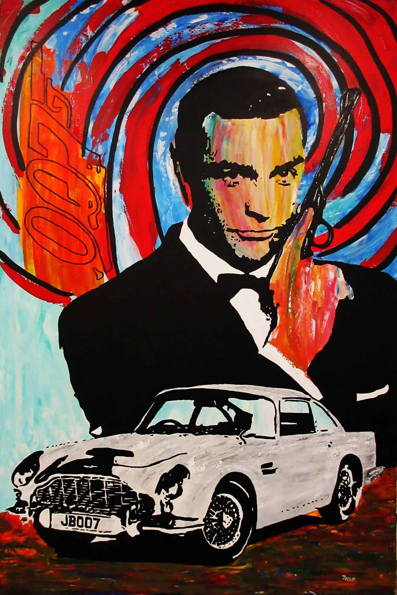 Title: Bond 007
Medium: Acrylic on Canvas
Size:122 cm X 183cm  (4 x 6 Feet)