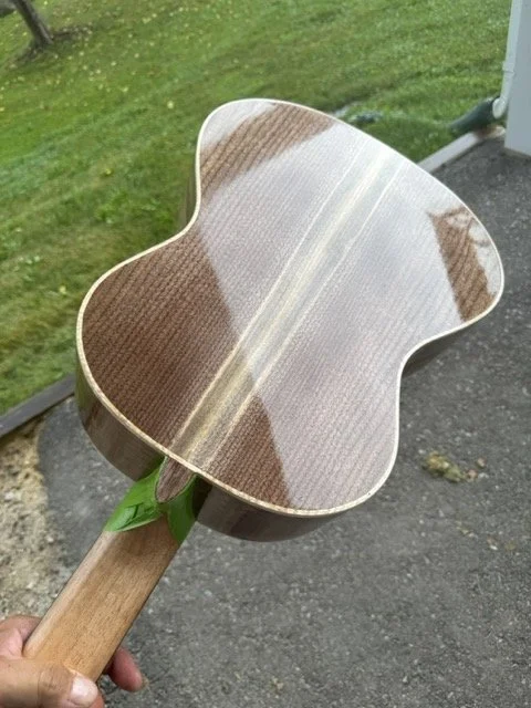 Shown is a Zarum Classical Guitar Model ZCW, Zarum Classical Walnut. The Walnut was harvested from a Zarum property and dried in the Zarum built solar kiln.