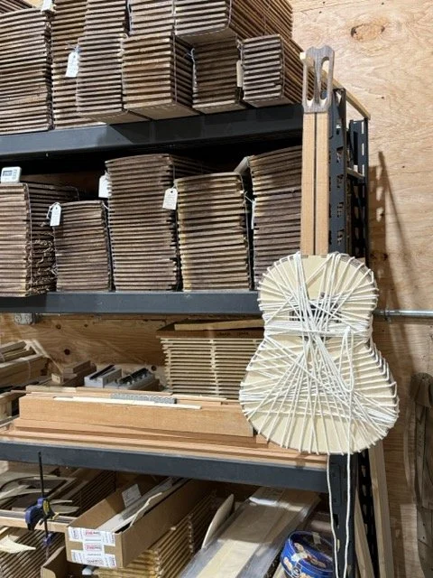 The binding strips are glued and left to dry 