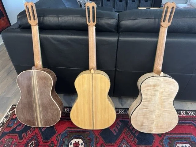 Zarum guitars in the process of French Polishing, a 6 week process.