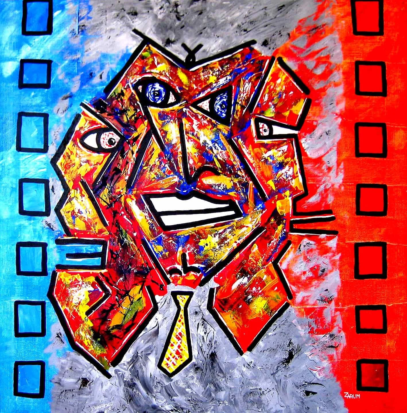 Title: Goodfellas    Medium: Acrylic on Canvas      Size: 100cm X 100cm

Goodfellas: One of my favorite “mob” movies is the Martin Scorsese film Goodfellas. The movie poster shows the three main gangsters in the movie portrayed my Robert DeNiro, Joe 