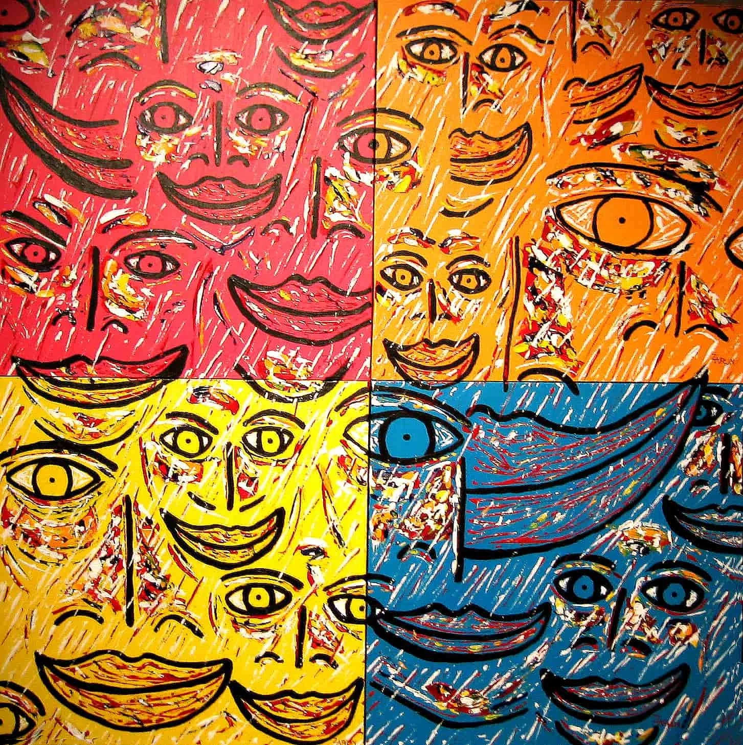 Title: Crowded canvas
Medium: Acrylic on Canvas
Size: 4 x 40cm X 40cm  3D